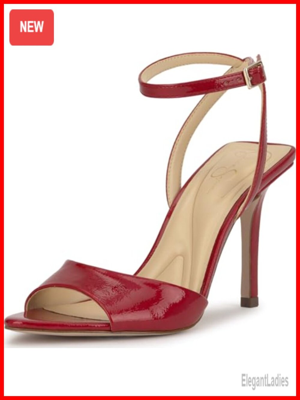 Faux Leather Stiletto Heel Open Toe Ankle Strap Sandals
